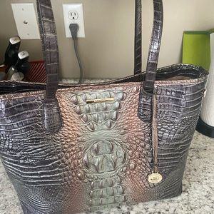 Brahmin Smokey quartz slim tote leather bag